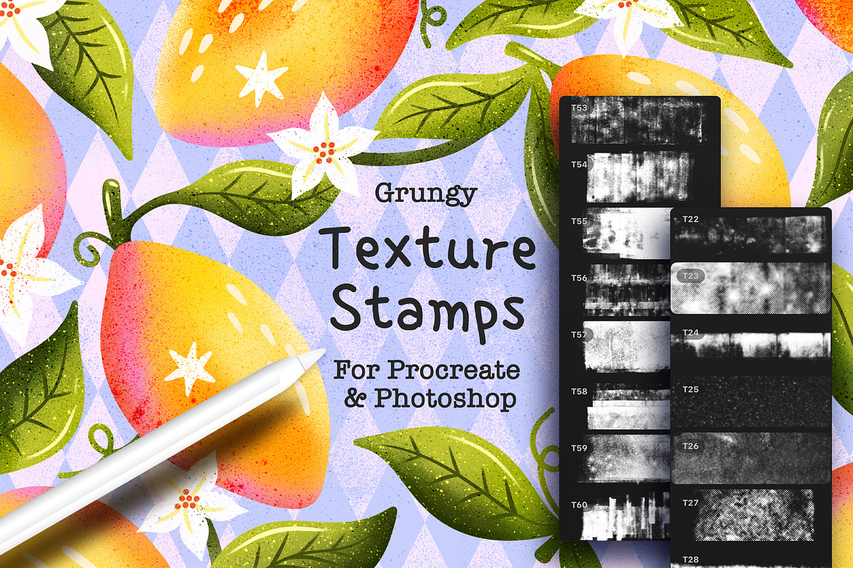 Texture Stamps Photoshop & Procreate, a Brush Add-On by seamless team (Photo 1 of 4)