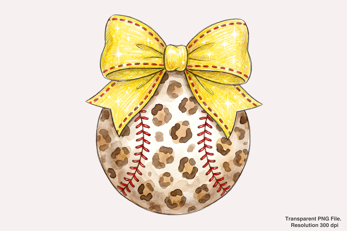Leopard Softball Coquette bow Png, an Object Graphic by Clipart Bloom (Photo 1 of 3)