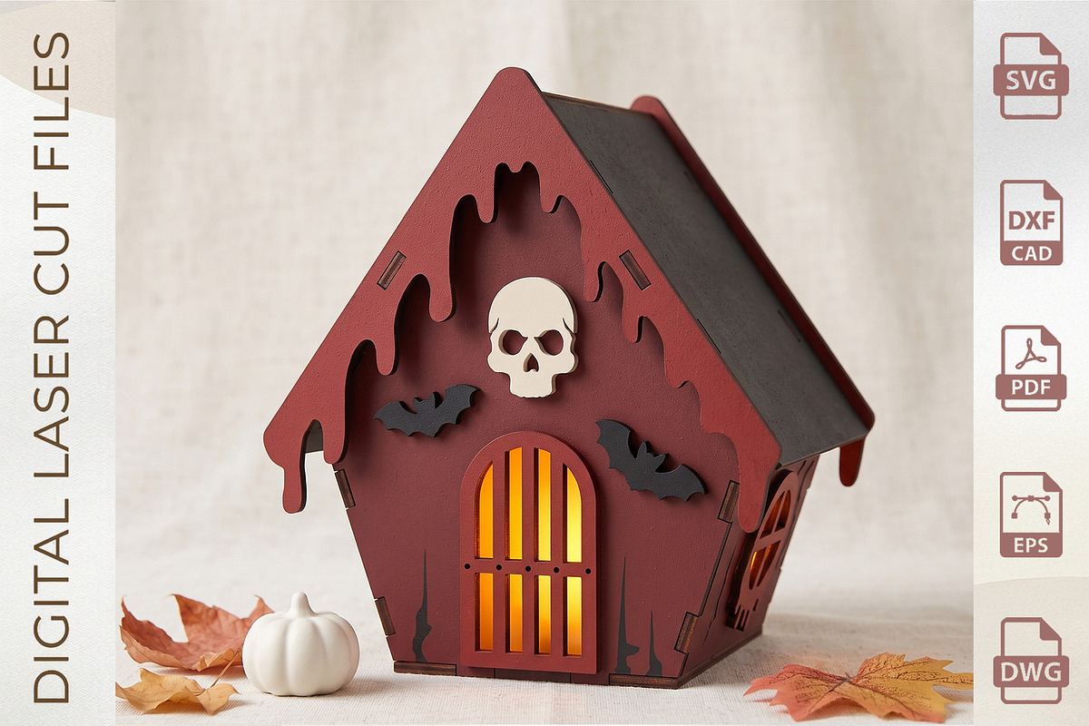 3D Haunted House Lantern Bundle, an Object Graphic by WoodoraCut (Photo 5 of 6)