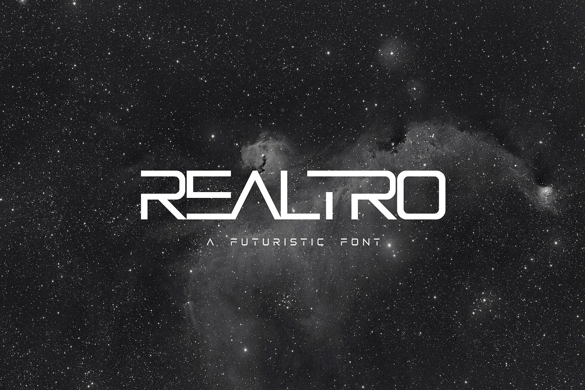 Realtro - Futuristic Font, a Sans Serif Font by Studio Siv (Photo 1 of 7)