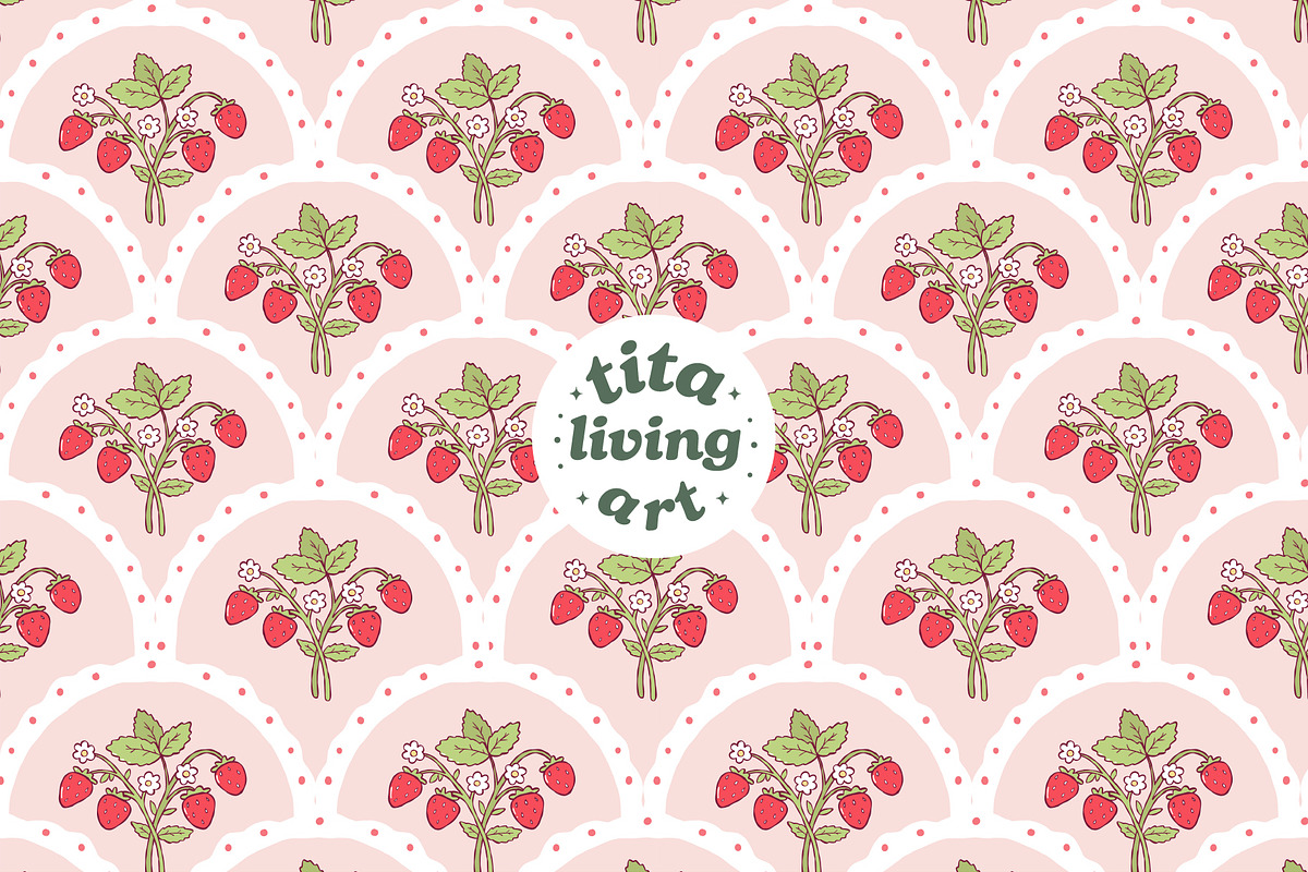 Strawberry Scalloped Seamless, a Food Illustration by TitaLivingArt (Photo 1 of 10)