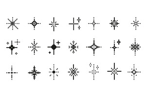 Pixel sparkling stars. Y2k elements, an Illustration by Valerie Bodnar