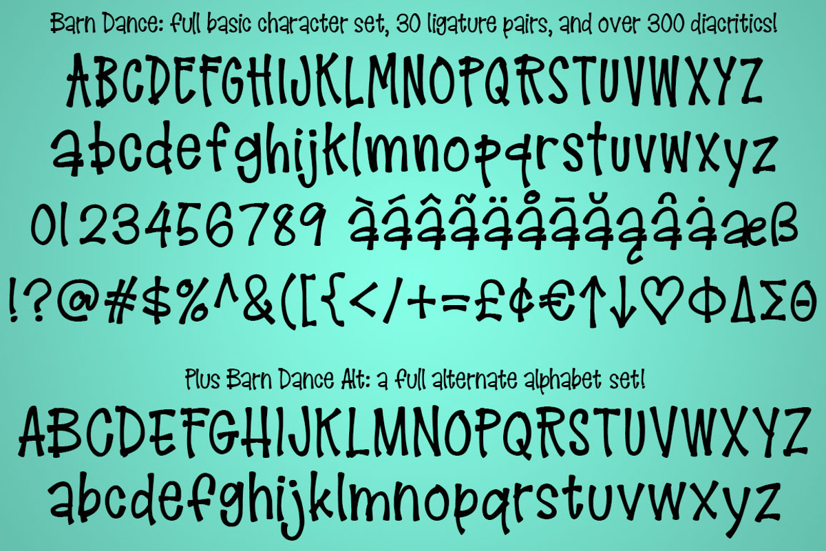 Barn Dance: a country-style font! preview 2
