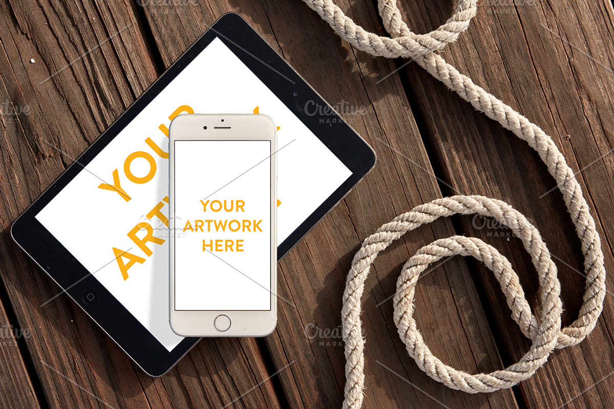Nautical iPhone & iPad Mockup PSD, an iPhone Mockup by Construct Supply Co.