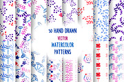 50 Watercolor Floral Patterns, a Pattern Graphic by CreativeJourney (Thumbnail 1 of 4)