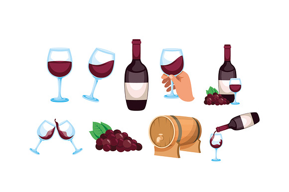 Wine Glasses Bottles Icon Set preview 4