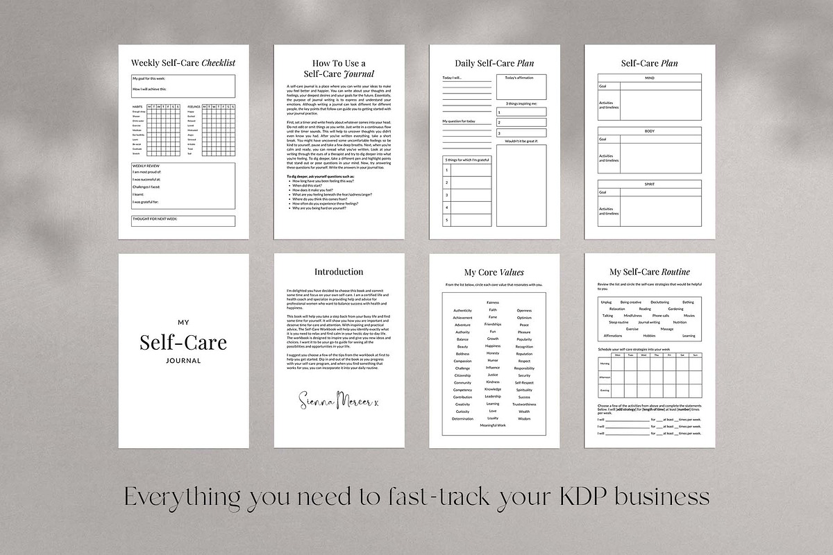 KDP Canva Template Self Care Journal