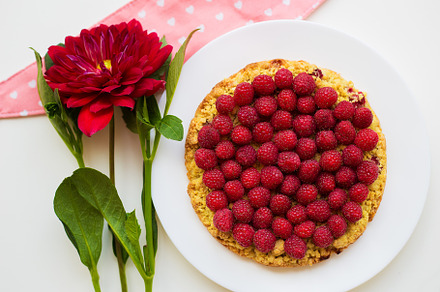 bright raspberry cake on a plate, a Food & Drink Photo by Artsaba Family