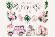 Pink Safari Watercolor Clipart, an Animal Illustration by ClipArtCharm (Thumbnail 5 of 6)