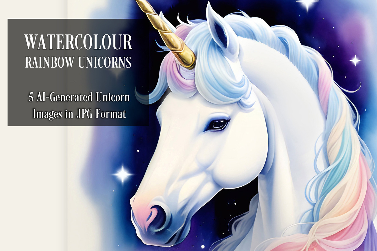 Watercolour Rainbow Unicorns Set, an Animal Illustration by Sapphire X Designs (Photo 3 of 3)