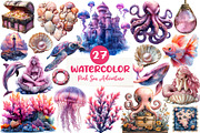 Pink Sea Adventure Clipart, an Illustration by CreationArt (Thumbnail 1 of 5)