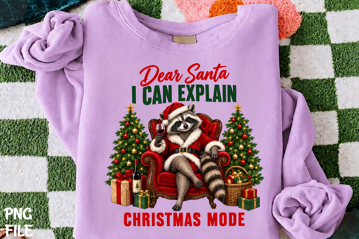 Dear Santa I Can Explain Raccoon PNG, a Seasonal Illustration by CrexoraLab (Photo 1 of 4)