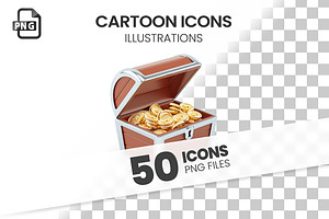 Cartoon Icons – Set of 50 Images, an Object Illustration by 3DMask