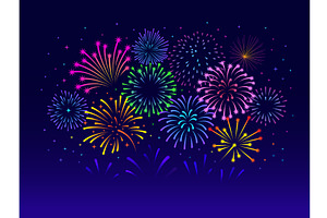 Color Fireworks Banner. Firework