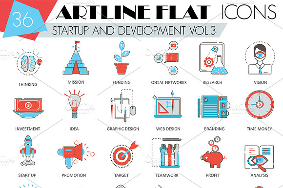 36 Startup And Development Icons.