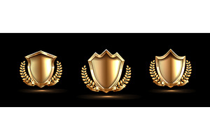 Golden shield with ribbons and, an Object Illustration by art PVP - market