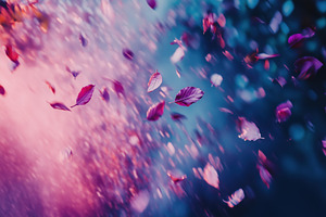 A dreamy scene of falling leaves in shades of pink and purple, creating a whims, a Photo by Textures & Backgrounds