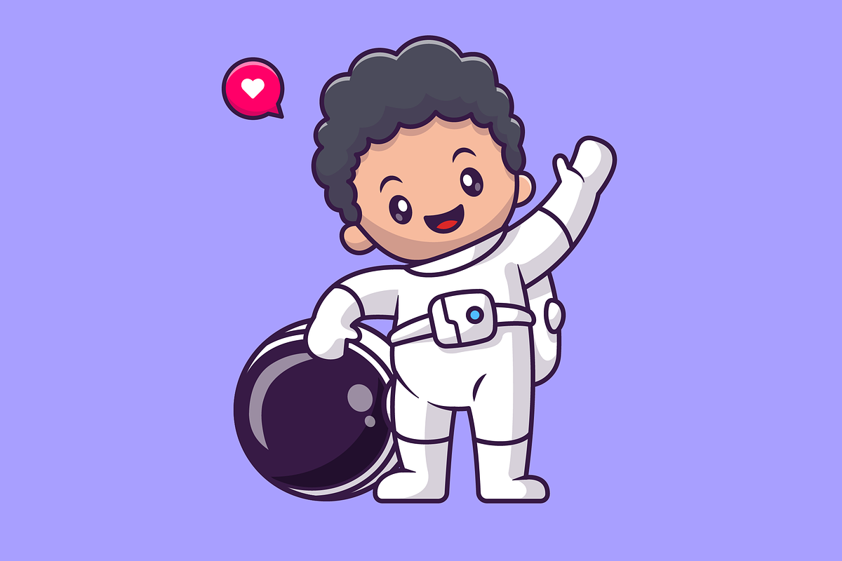 Cute Astronaut Take Off Helmet, a Person Illustration by Catalyst Labs