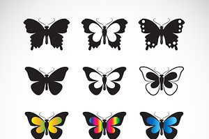 Vector Group Of Butterflies Design.