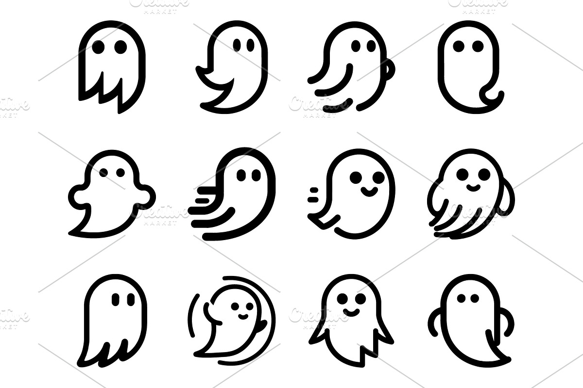 Spooky Whimsical Ghost Icons, an Icon by Vectorium Studio