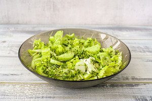 Fresh green microgreen salad on a light blue plate. A natural and organic conce, a Food & Drink Photo by Eugene_Photo