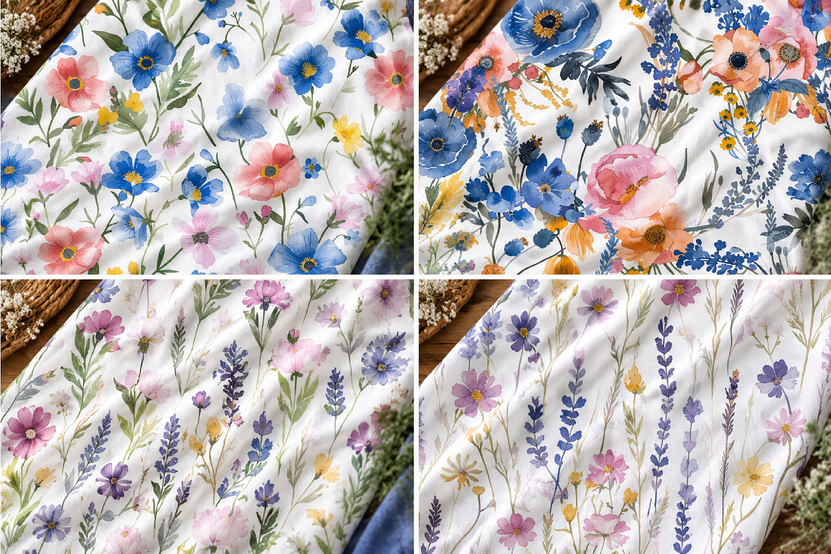 wildflower seamless patterns, a Pattern Graphic by DreamCafeArt (Photo 2 of 5)