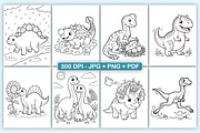 CUTE Dinosaurs Coloring PAGES, an Animal Illustration by Design Station (Thumbnail 2 of 4)