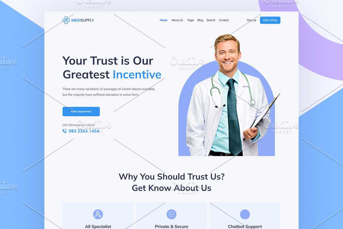 Medical Healthcare Website Header, a Landing Page Template by salahuddinuix (Photo 2 of 2)