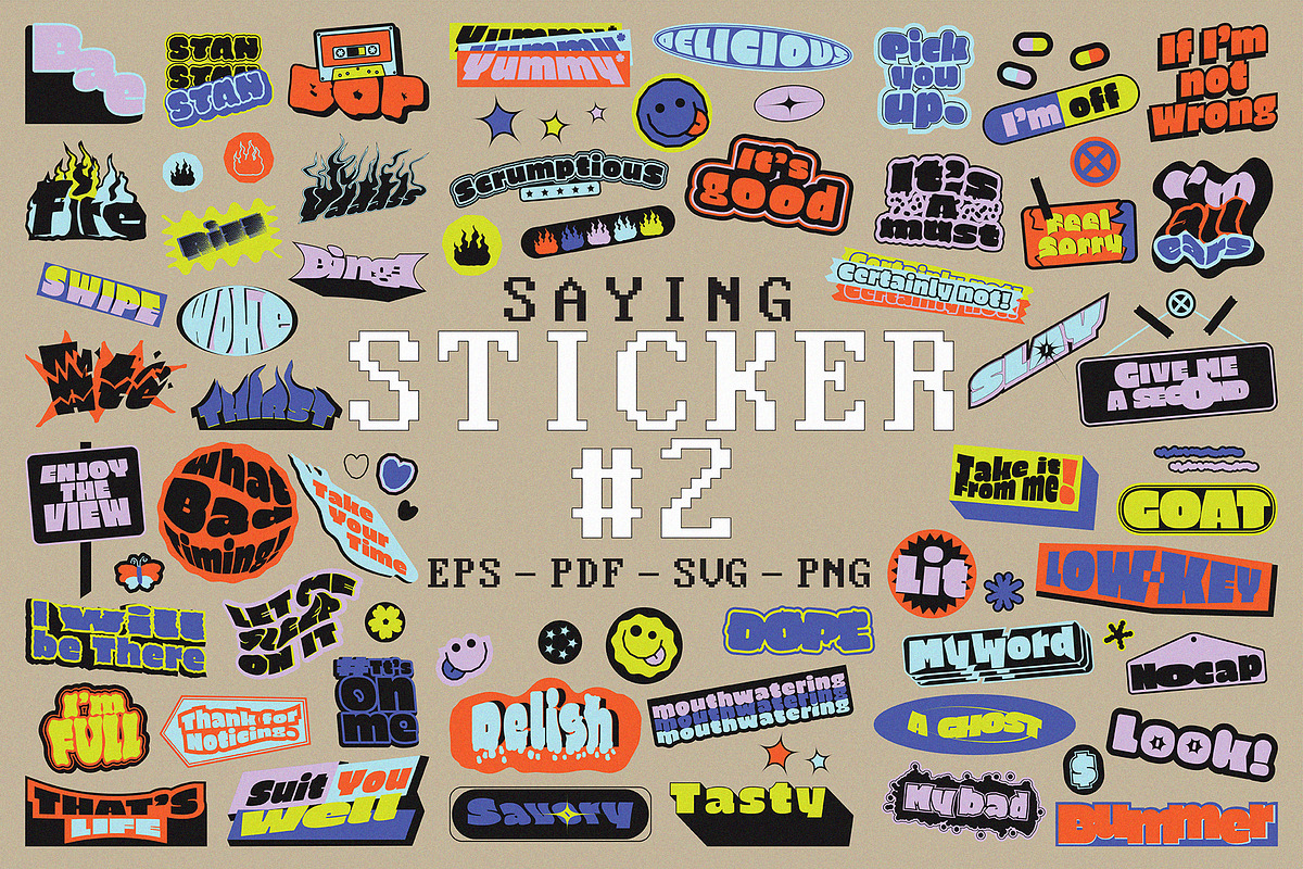 Slang Typography Sticker Pack Vol.2, a Graphic by 159room.studio