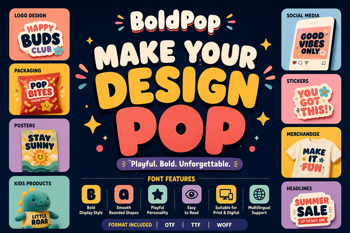 BoldPop – Chunky Display Font, a Slab Serif Font by Wow Magic (Photo 2 of 5)