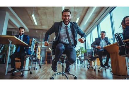 Business People Racing in Modern