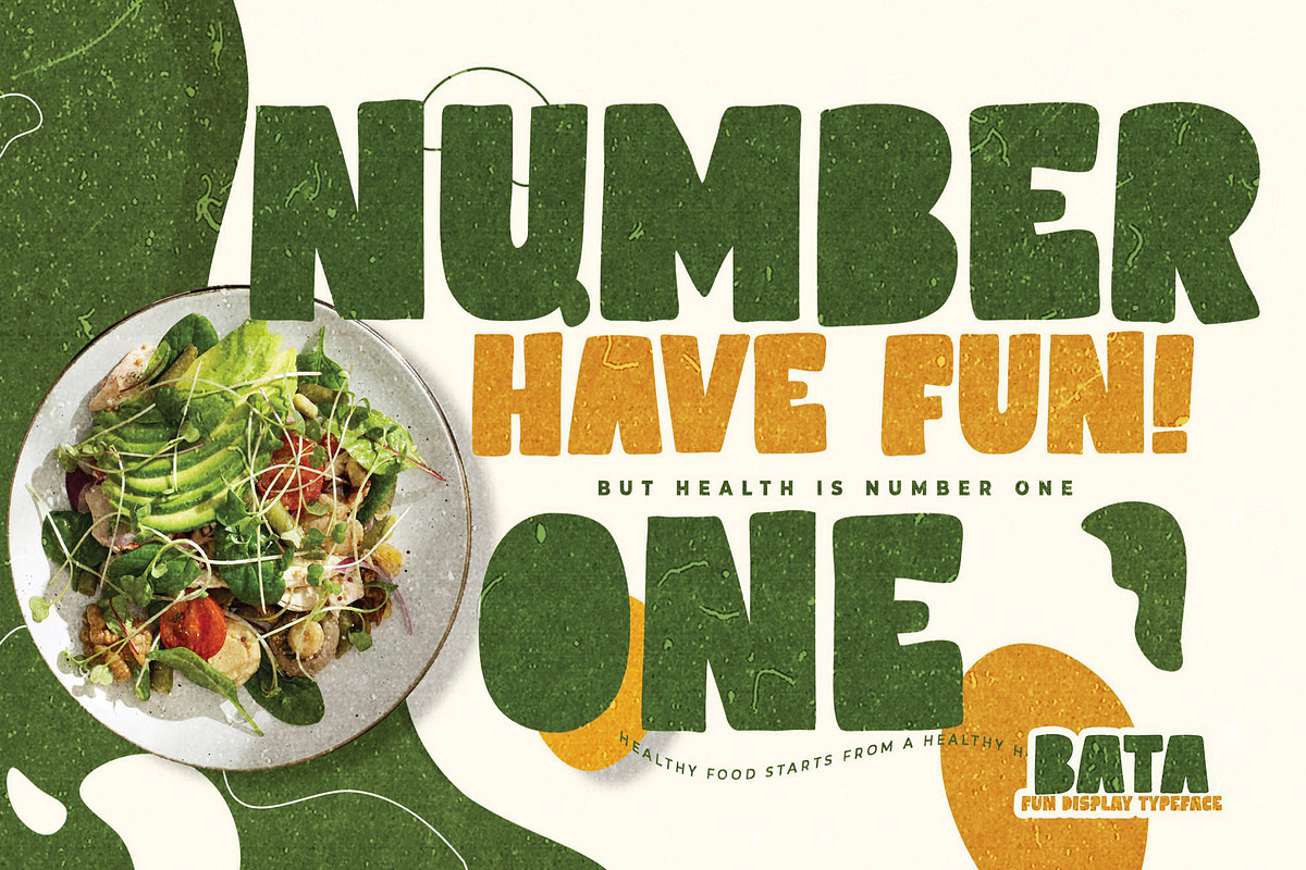 Bata – Fun Display Typeface, a Sans Serif Font by Almarkhatype (Photo 3 of 8)