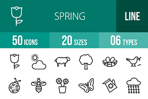 50 Spring Line Icons