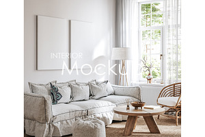 Canvas mockup in home interior, a Print Template by Artjafara
