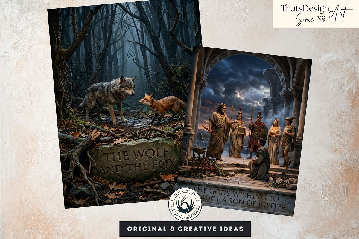 Jean de La Fontaine Fables Papers V2, an Education Illustration by ThatsDesignArt (Photo 14 of 16)