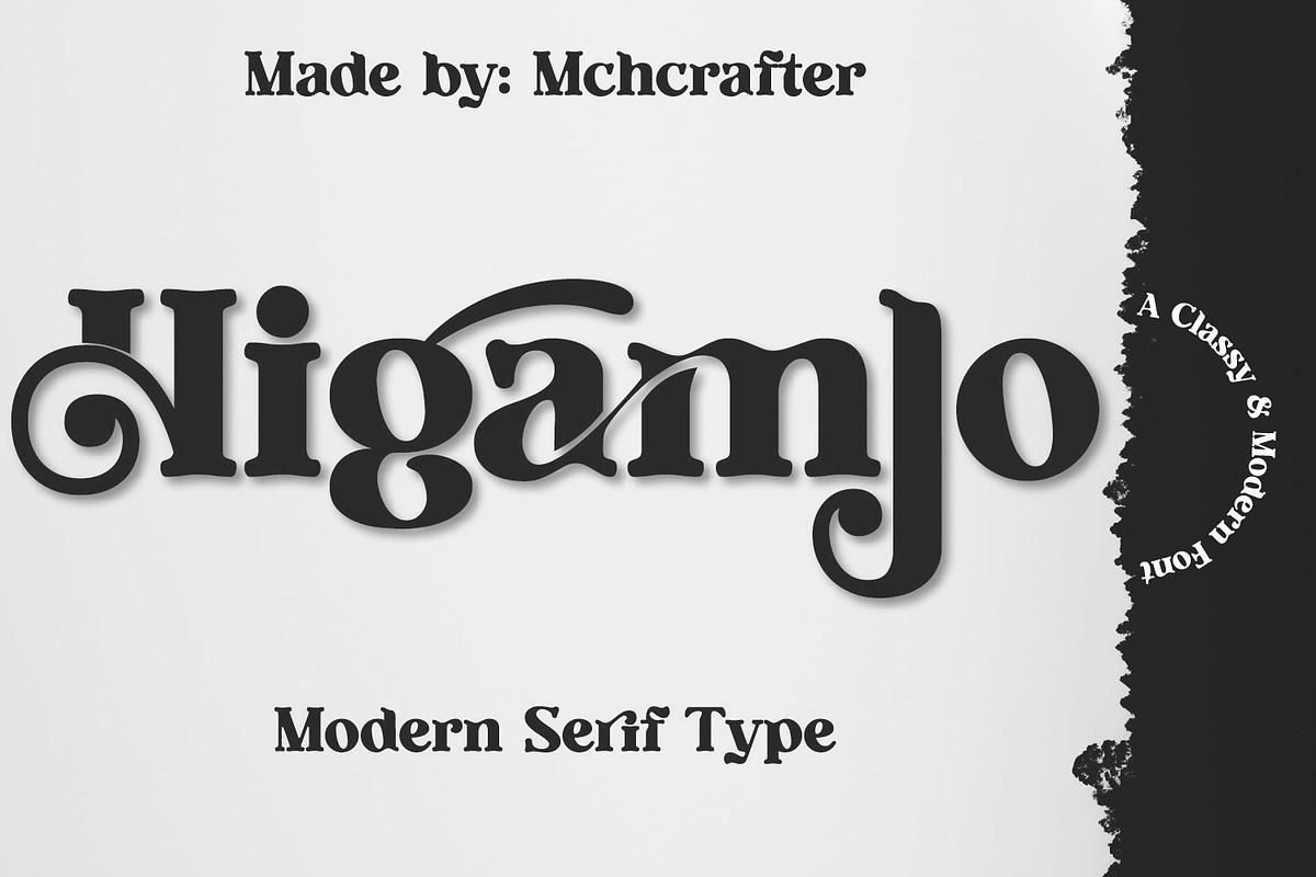 Higamlo | Modern Serif Typeface, a Serif Font by MchCrafter (Photo 1 of 9)