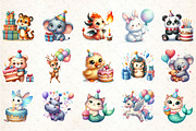 Cute Animals Birthday Clipart, an Illustration by DreamCafeArt (Thumbnail 2 of 5)