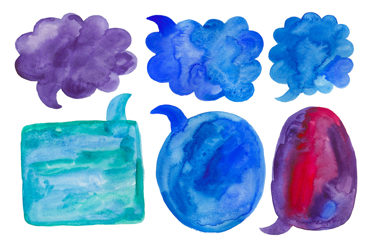 Watercolor speech bubble set, an Illustration by natsa (Photo 5 of 5)