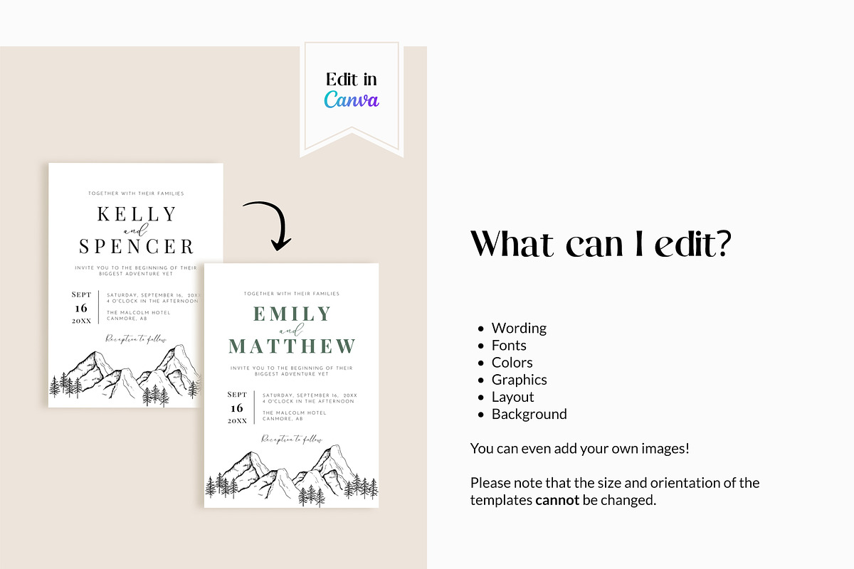 Mountain Wedding Invitation Template preview 5