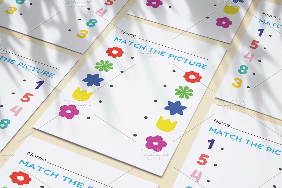 10 Matching worksheets for kids, an Education Illustration by iDezignify (Photo 3 of 4)