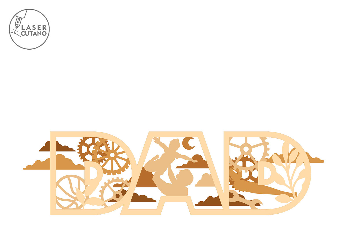 DAD Multilayer Laser Cut Template, a Templates & Theme by LaserCutano (Photo 5 of 9)
