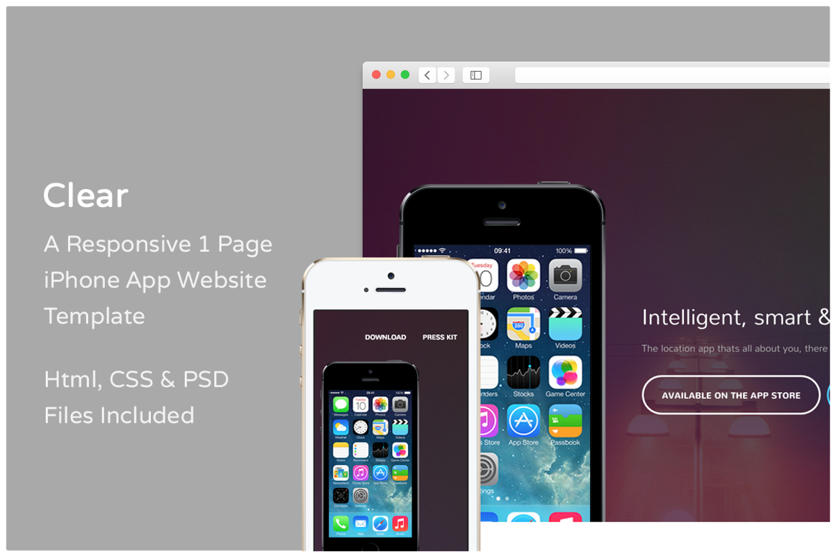 Clear - iPhone App Website Template, an App Template by Jamie Peak (Photo 1 of 2)