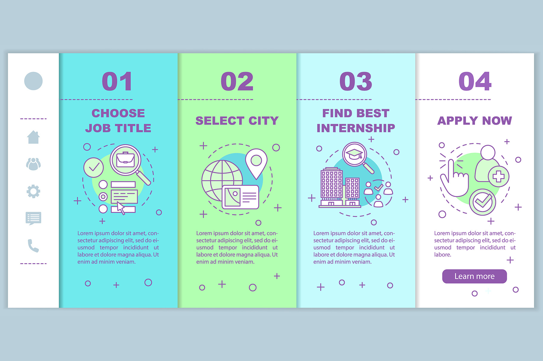 Internship program mobile app pages, a Templates & Theme by IMG Visuals