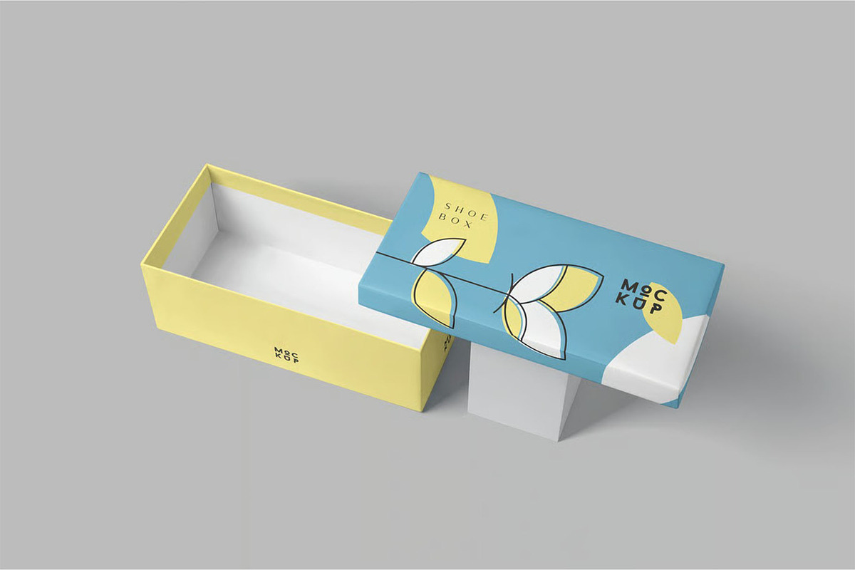 Wide Rectangular Shoes Box Mockup, a Packaging Mockup by megostudi0 (Photo 8 of 8)