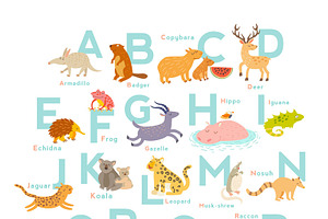 Zoo alphabet cute animal
