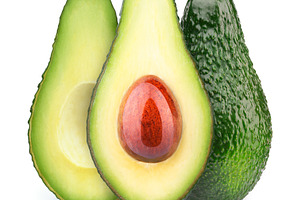 Three avocados isolated featuring avocado, fresh, and stone