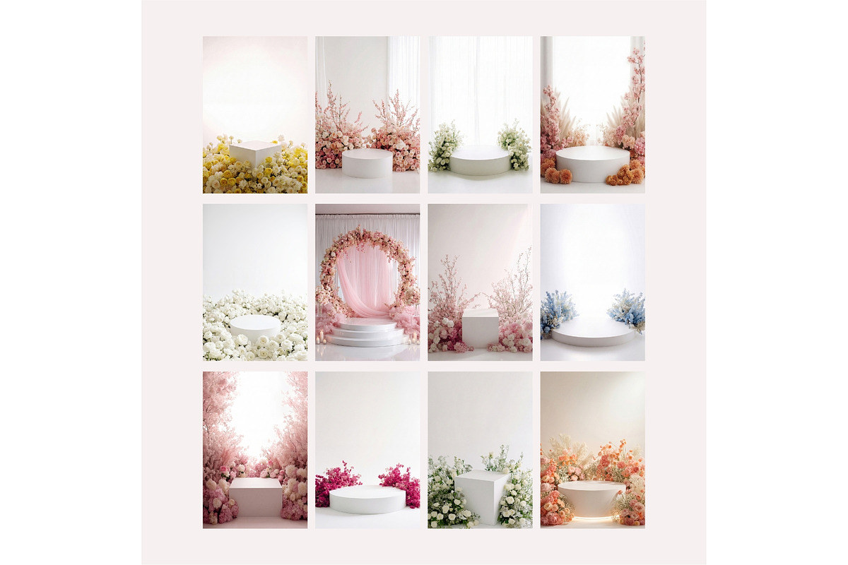White Floral Podium Digital Backdrop, a Background Graphic by Business Chic (Photo 3 of 6)