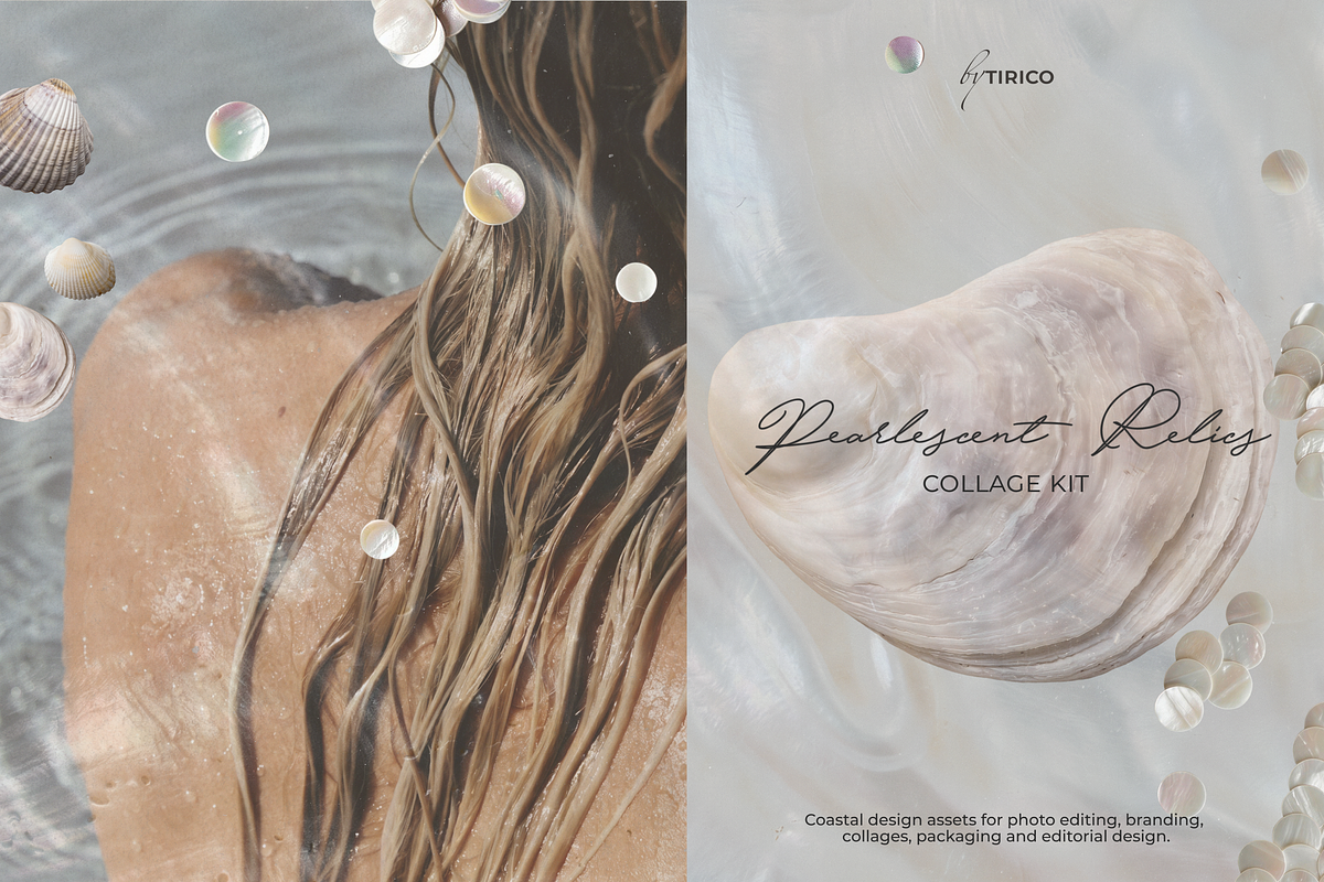 Pearlescent Relics: Collage Kit, an Object Graphic by TiriCo (Photo 1 of 15)