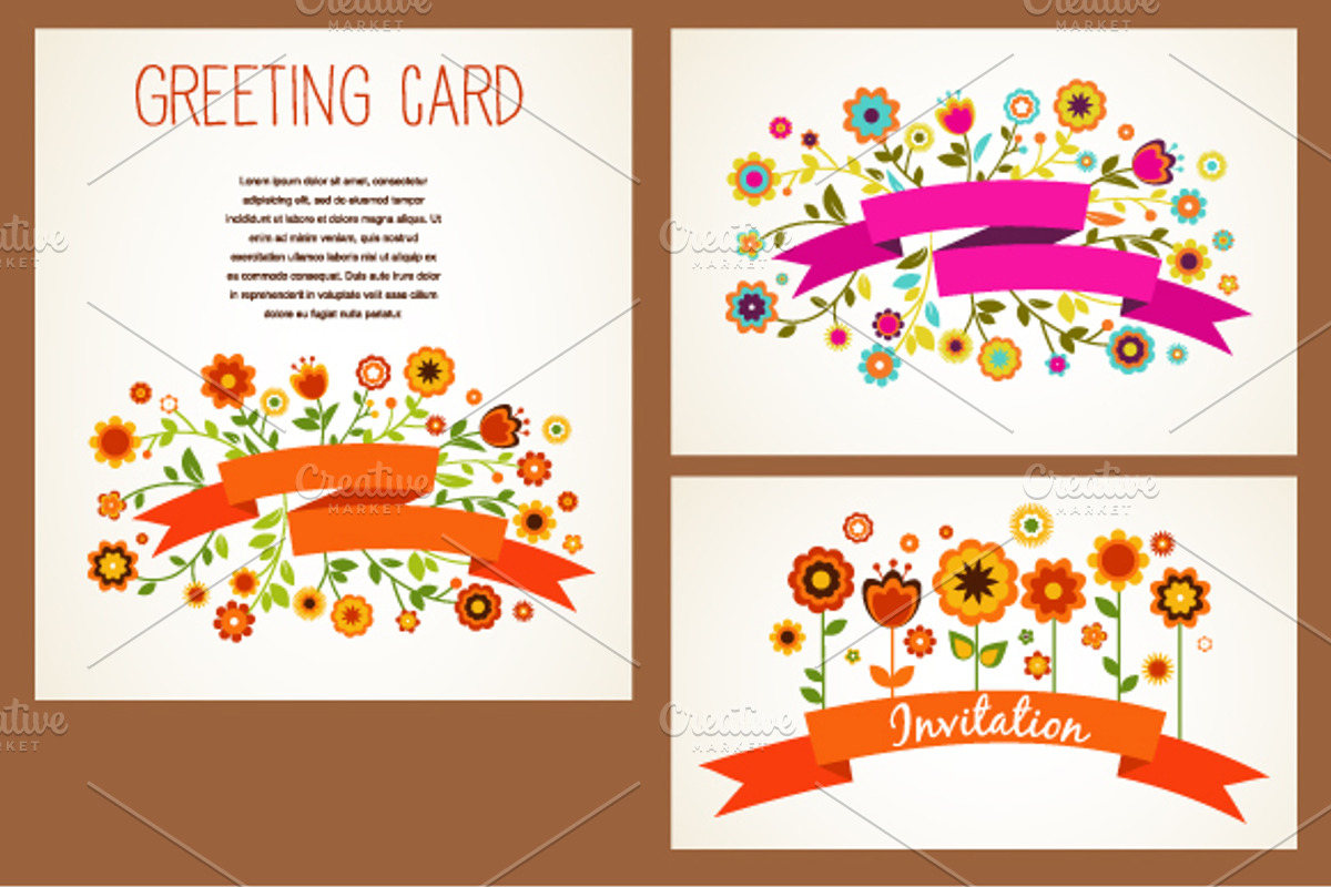Vector greeting cards set, an Invitation Template by Marish