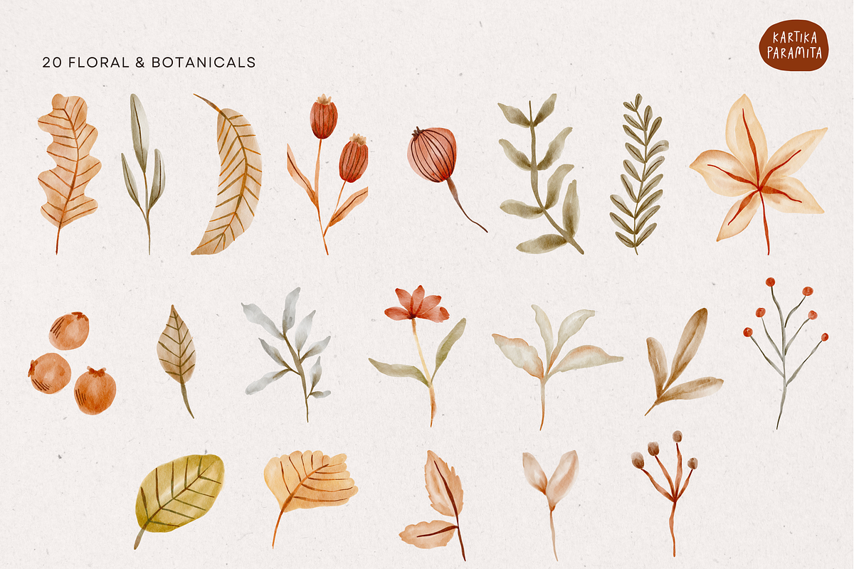 Hand Drawn Autumn Floral and Food, an Animal Illustration by Kartika Prints (Photo 7 of 13)